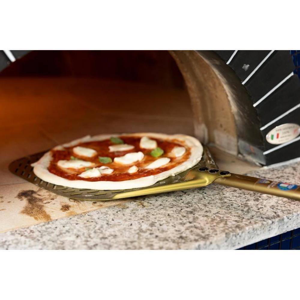 Gi.Metal Gold Pizza Schaufel rechteckig perforiert 33/60