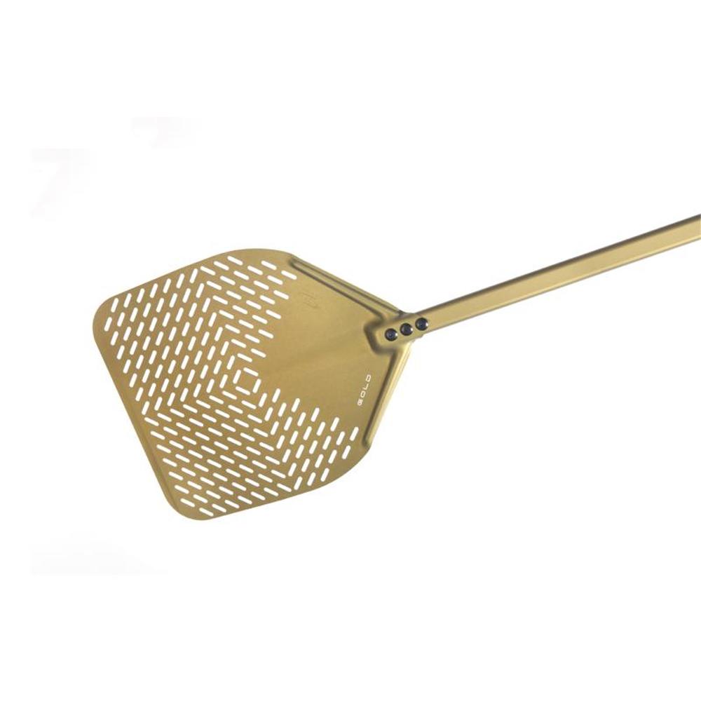 Gi.Metal Gold Pizza Schaufel rechteckig perforiert 33/60