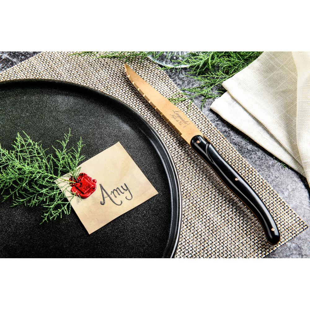 Laguiole Prestige Steakmesser mit Wellenschliff, 6 Stk., copper stonewash