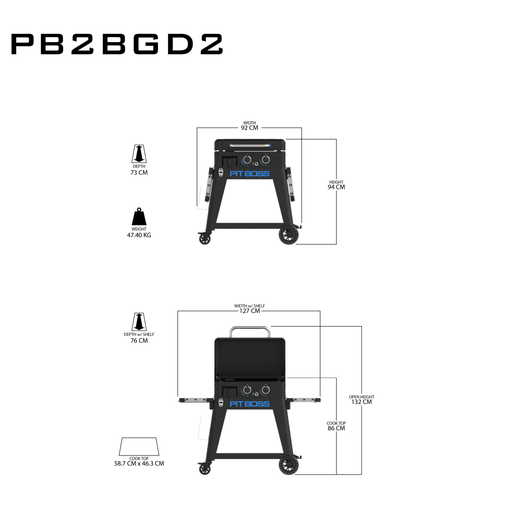 PitBoss Grill Ultimate Plancha 2 Brenner mit Cart, 50mbar #10809